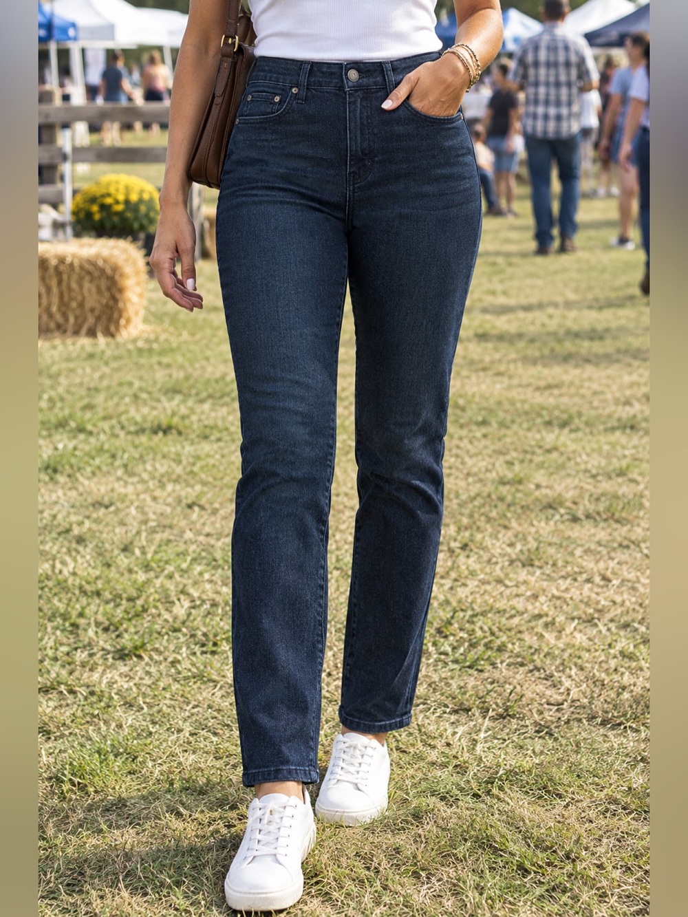 Natural Reflections Jeans Womens Sz 8P High Rise Slim Leg Stretch Dark Blue NWT